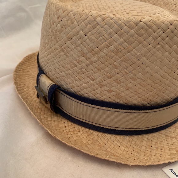 NWT Straw hat Navy blue & tan trim XL size - Picture 3 of 8